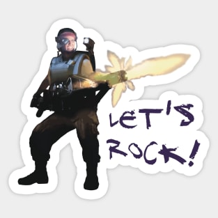 Aliens (1986) Vasquez: LET'S ROCK! (fire opacity: 62%) Sticker